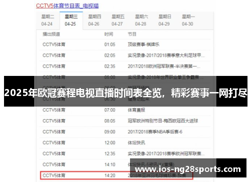 2025年欧冠赛程电视直播时间表全览，精彩赛事一网打尽