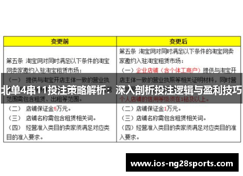 北单4串11投注策略解析：深入剖析投注逻辑与盈利技巧